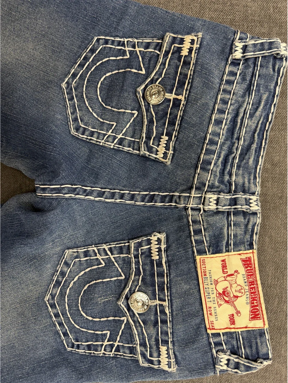 True Religion Denim Shorts Size 28 Blue Distressed Style
